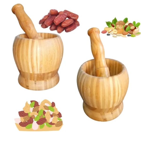 01 Set Wooden Pestle and Mortar For Crushing