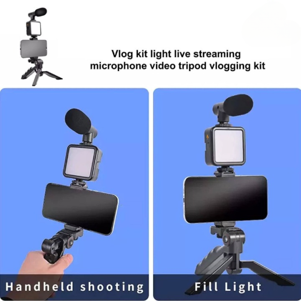 Ay-49 Vlogger Video Making Kits Vlog Microphone Led Fill Light Mini Tripod Mobile Holder